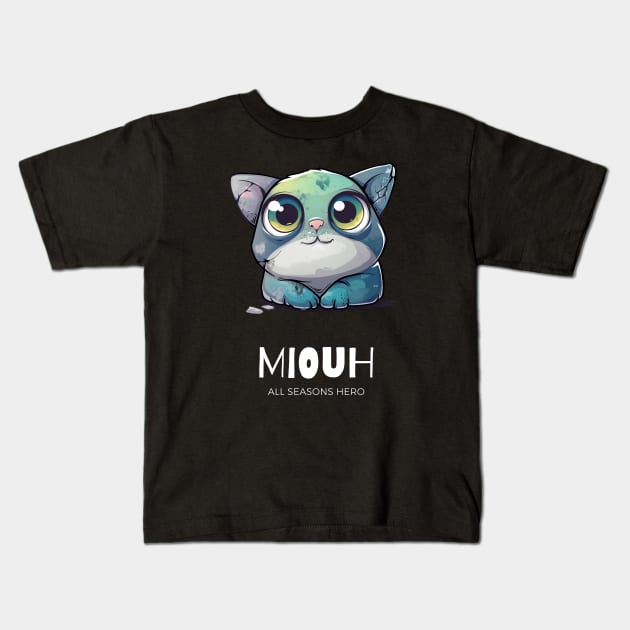 Funny outfit for lovers, cat, gift "MIOUH" Kids T-Shirt by Adam Brooq